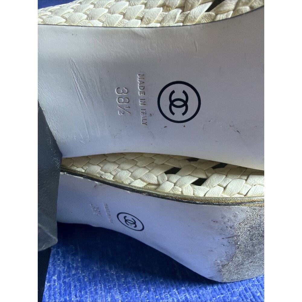 CHANEL Braided Lambskin Ankle Boots Cap Toe Buckle Logo EU 38 1/2 - Picture 7 of 10